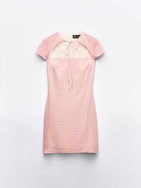 ZARA TIED GINGHAM DRESS SZ SM